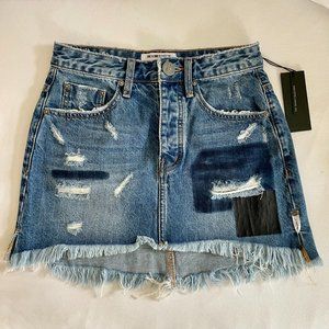 One Teaspoon Denim Jean Mini Skirt In Salty Sailor (Sz 26) NWT